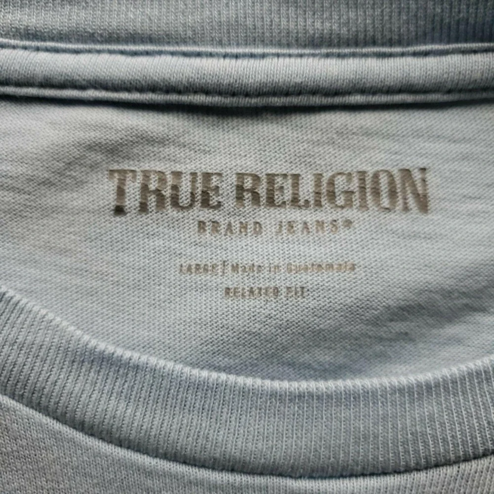 True Religion Shirt Mens Large Blue Fashion For The Senses Cities Graphic Tee